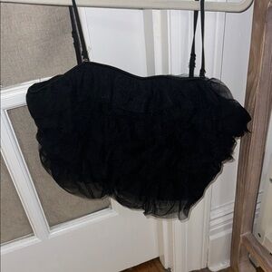 Black Ruffled Strapless Top